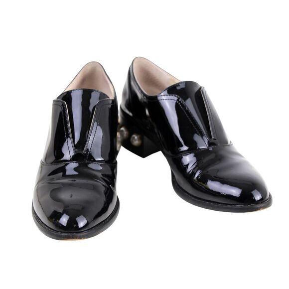 Louise et Cie PATENT BLACK GENUINE LEATHER LOW HEEL SLIP ON LOAFER SHOES Sz 7.5 - Picture 5 of 10